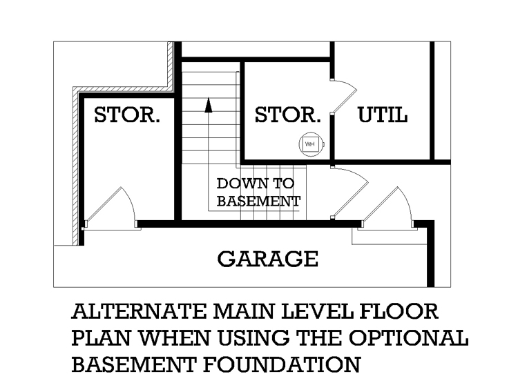 Main Level Stair Location with optional basement image of Cedarton-1811 House Plan